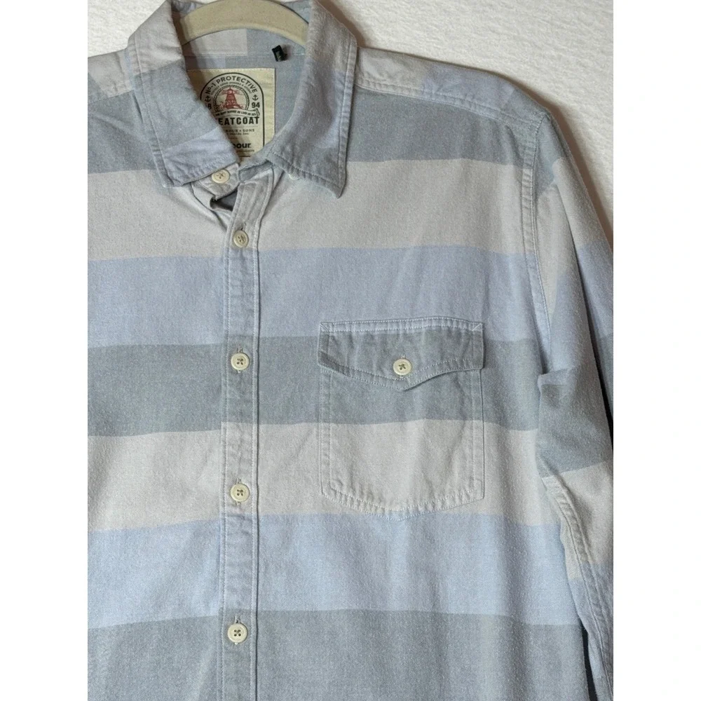 Barbour Sailor Shirt Men's Long Sleeve Button Down Plaid Blue Grey Size‎ M